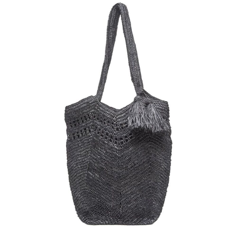 Mar Y Sol Gianna Raffia Tote, Black